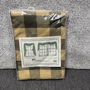 Vintage Park Designs Fishtail Swag Valance Plaid Lined Cotton 145x25 Country